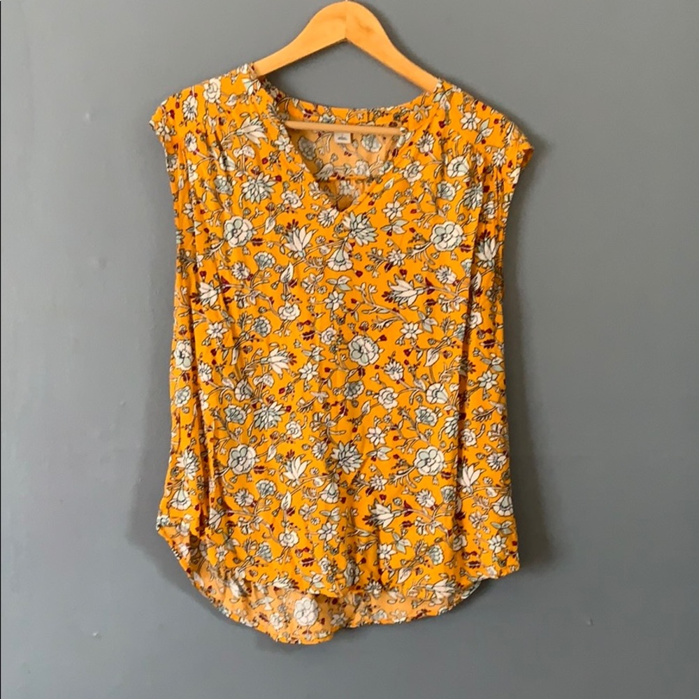 Old Navy Yellow Floral Tank Blouse